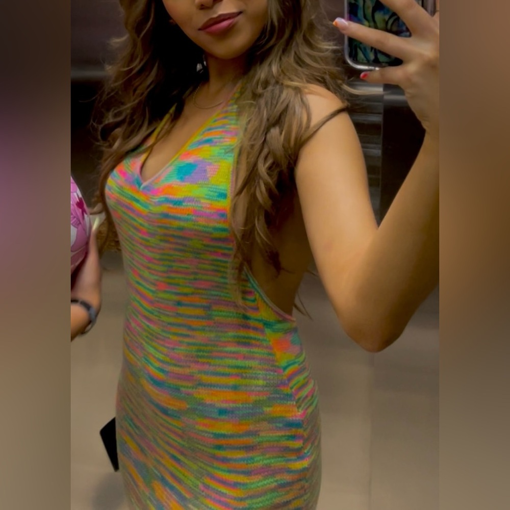 Beginning Boutique Colorful Halter Dress